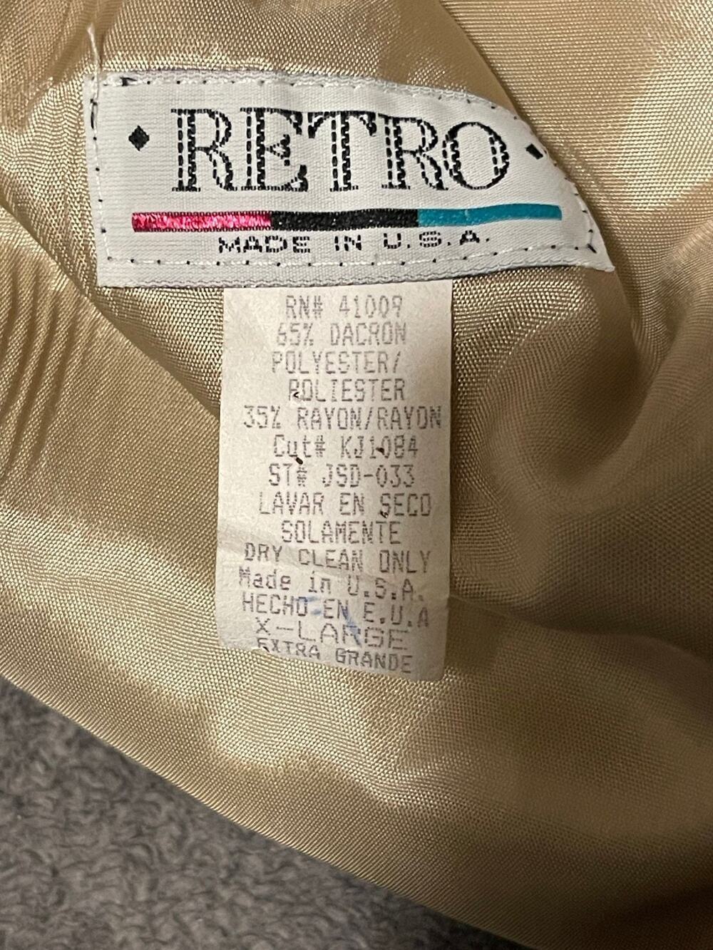 Retro Vintage Blazer Womens XL Double Breasted Shawl Collar Tan Made in USA
